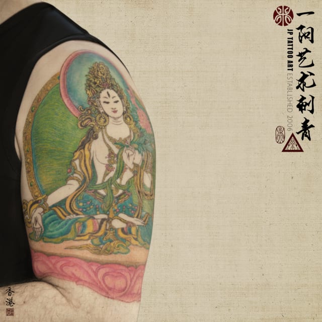 White Tara Thangka - Tattoo by Joey Pang - JP Tattoo Art - Hong Kong