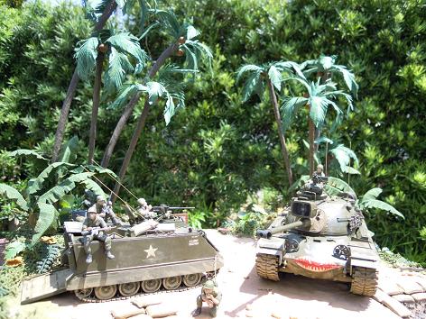 定番送料無料完成品ジオラマ ジャングルの風景　戦車などプラモデル用 完成品