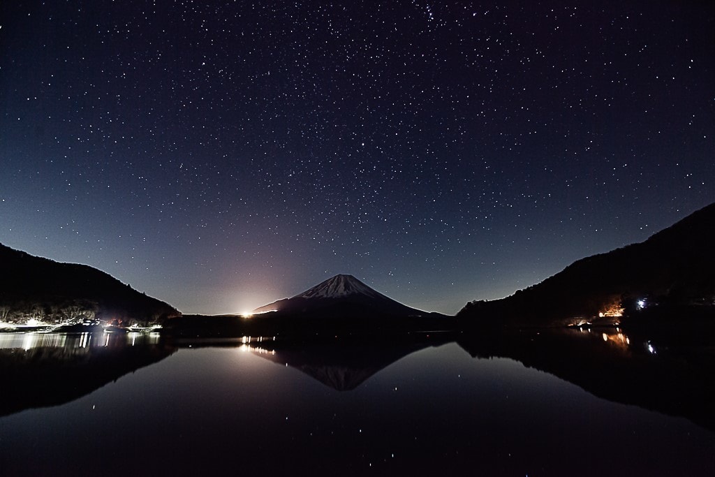 精進湖の星景写真