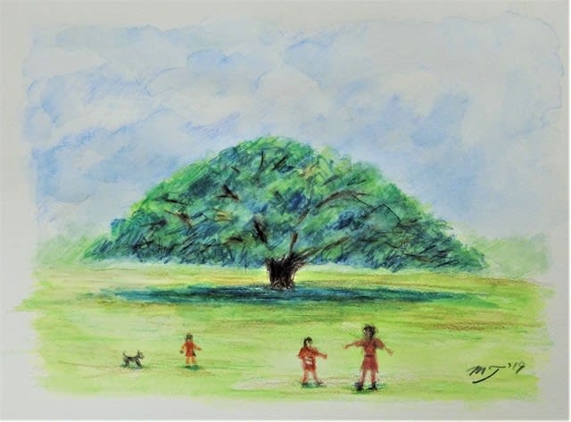 この木なんの木 の絵を描きました どろ亀のプロムナード