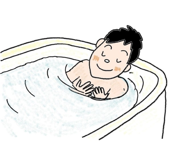 ある学生の一日 お風呂にはいります スーザンの日本語教育 手描きイラスト