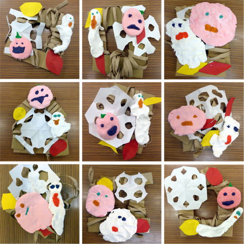 油彩画】 「ハロウィンリース」 F3 号 油絵 バラの絵画花の