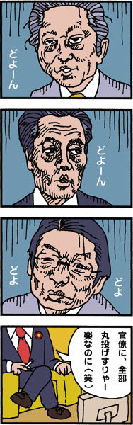 どよーん内閣 に挑戦 似顔絵4コマ漫画 お絵描き日記 イラストレーター照井正邦