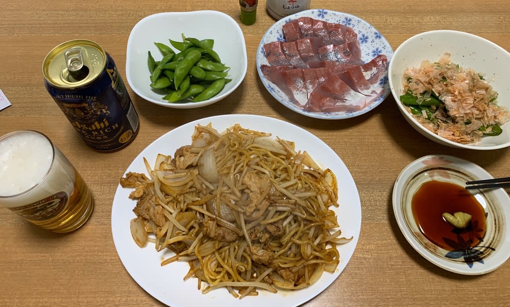 ツバスの刺身と焼きそばで晩酌 中年おやじの生活を綴るブログ