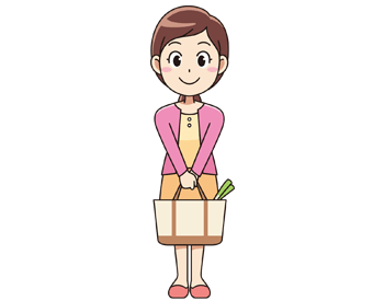 買い物バッグを持つ笑顔の主婦 無料イラスト素材 イラスト素材図鑑