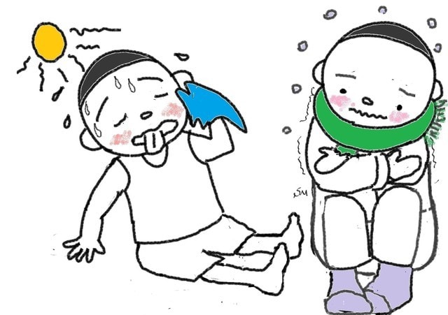 イ形容詞 8課 暑い 寒い スーザンの日本語教育 手描きイラスト