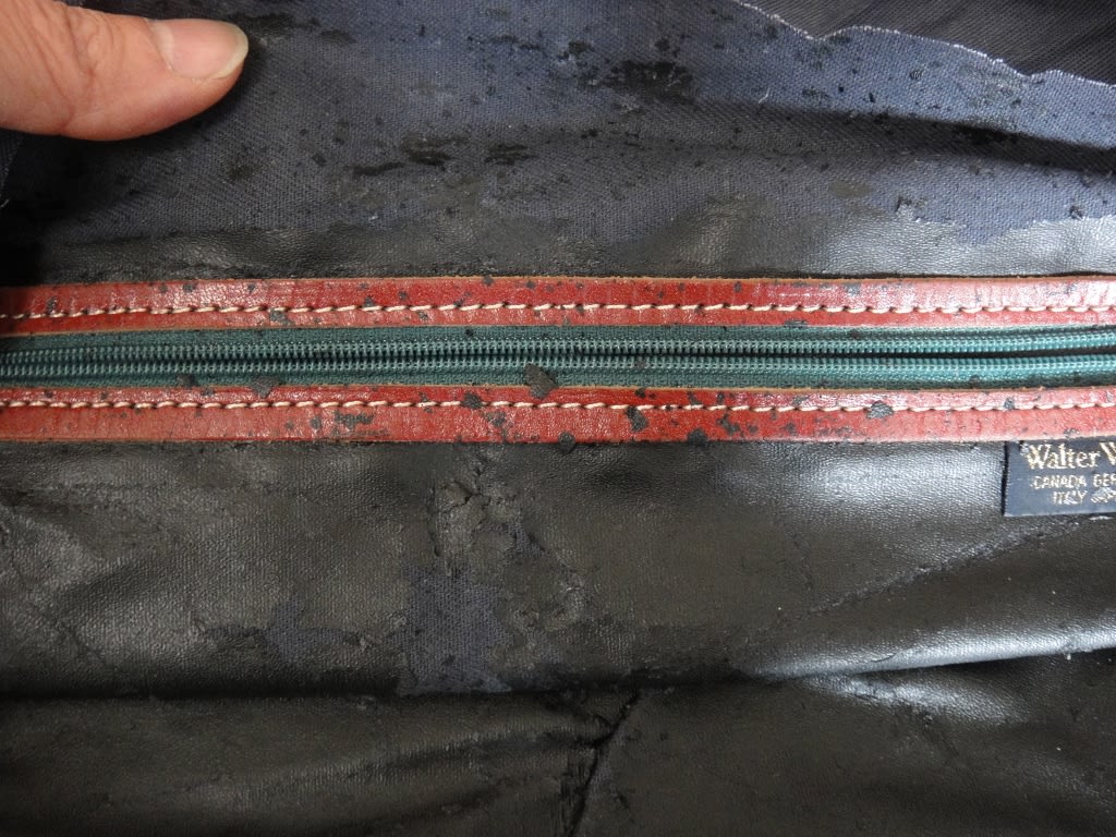カバンの裏地修理と補強 Fixing The Lining Of Leather Bag 採集生活