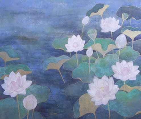 蓮の花 葉っぱ修正 筆の足跡