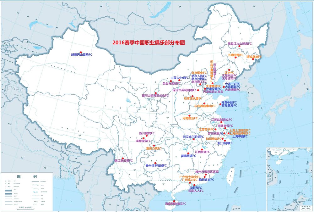 中国サッカー16 分布図 中華紀行文