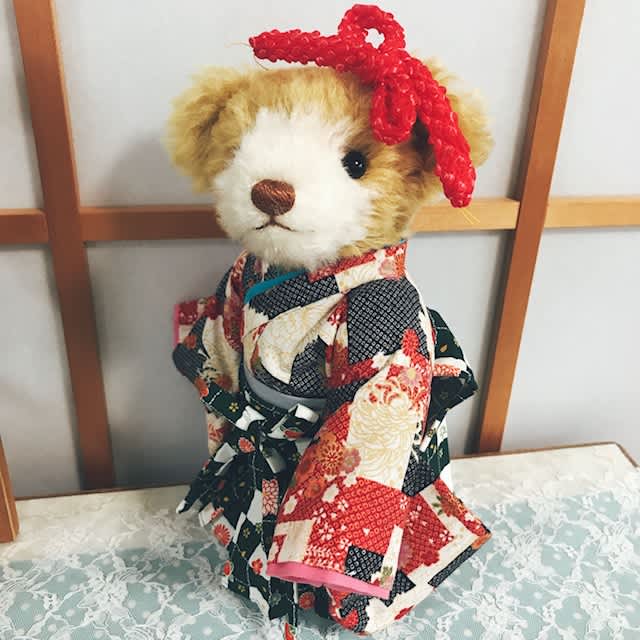 着物　クマ　テディベア ぬいぐるみ　ベアー　手縫い　お寿司 着物 クマ テディベア ぬいぐるみ ベアー 手縫い お寿司