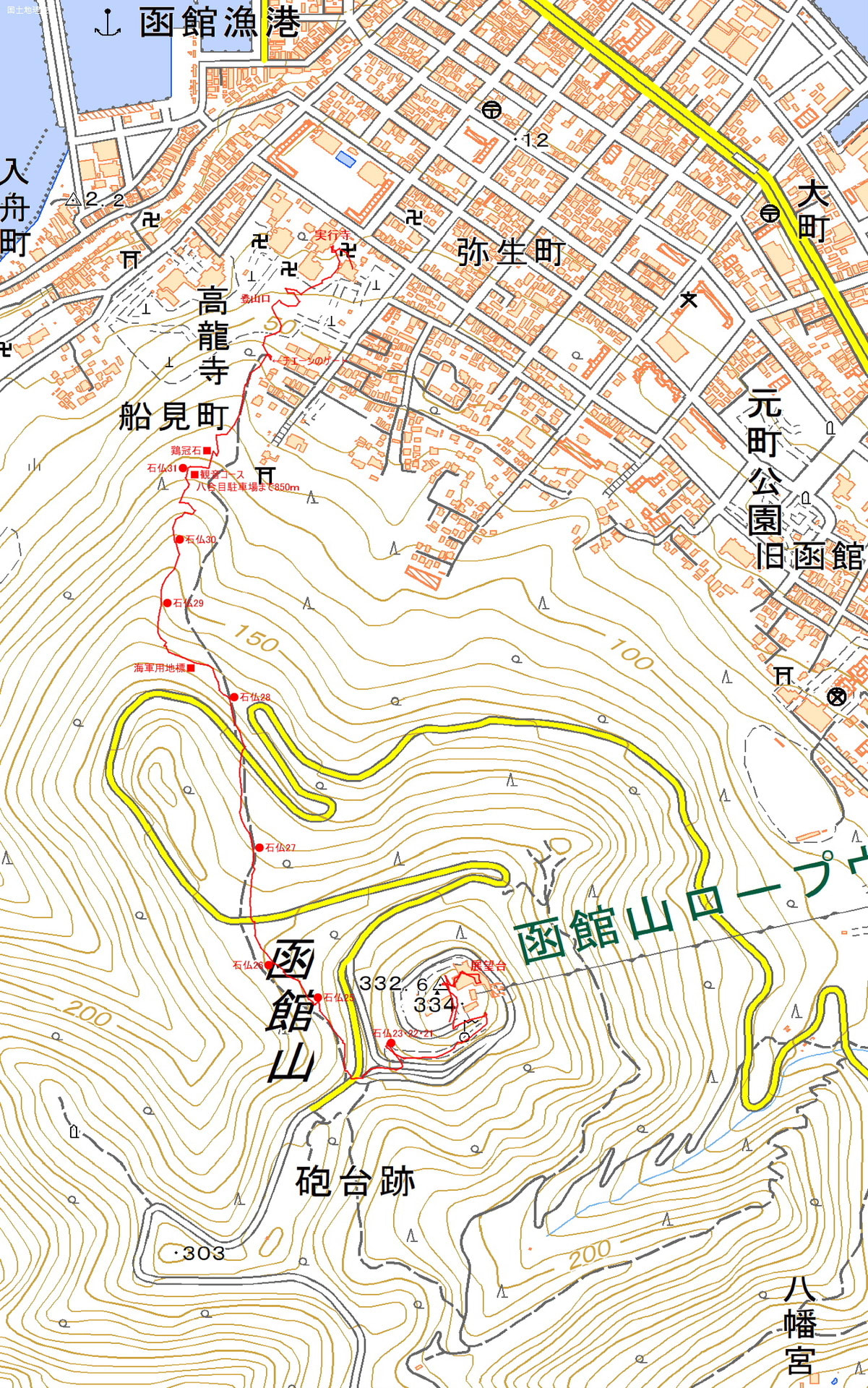 函館山のｇｐｓトラック 山の地図帖