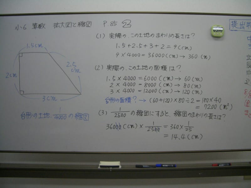 小6算数 夏期講習 拡大図と縮図 ブログ アビット