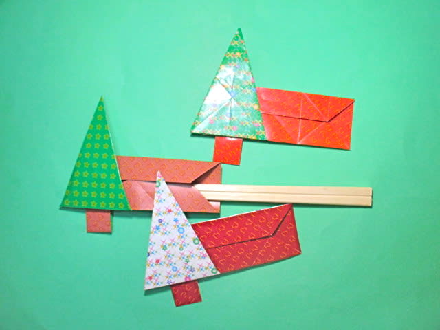 クリスマスツリーの箸袋のおりがみ 折り方動画 創作折り紙の折り方