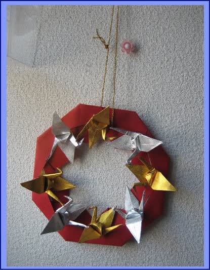 祝い鶴のリース 三角の小箱 折紙 遊 楽 館