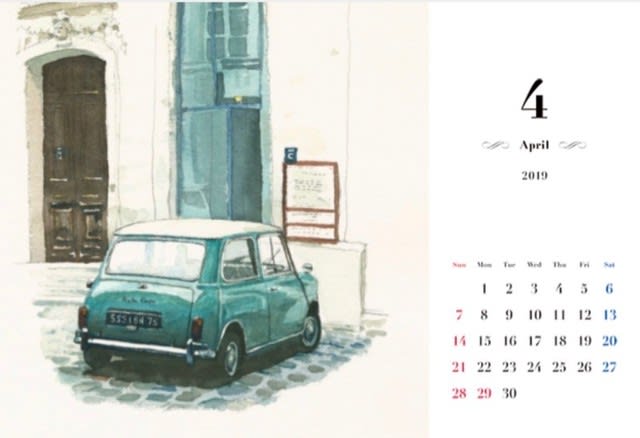 2019年卓上4月始まり パリのクルマ カレンダー Sportscar Graphic