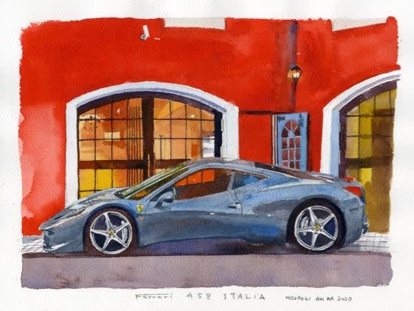 クロマノアトリエオーダー水彩画 フェラーリ458イタリア クロマノアトリエオーダー水彩画 フェラーリ458イタリア