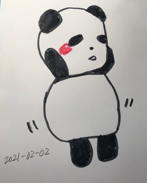 今日描いたイラスト 女の子のパンダです 可愛いかなあ 難しいですね 健康に感謝します