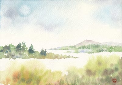 筑波山 心象風景 おさんぽスケッチ にじいろアトリエ 水彩 色鉛筆イラスト スケッチ