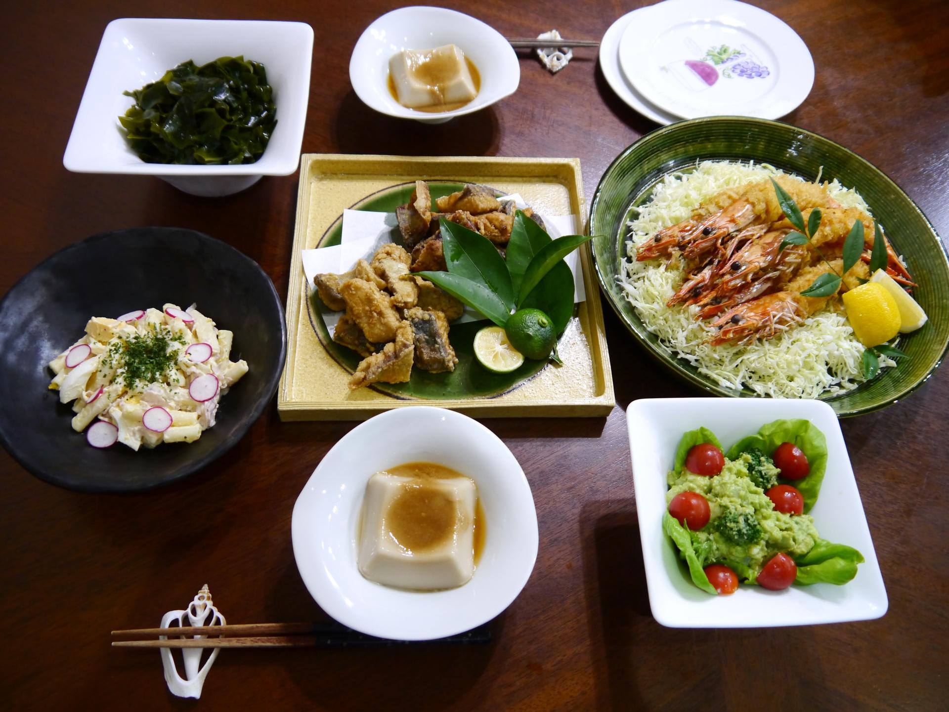 海老フライと鯖の竜田揚げ 今日も いただきます