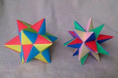 折り紙で小星型十二面体 Small Stellated Dodecahedron と大星型十二面体 Great Stellated Dodecahedron 日だまりのエクセルと蝉しぐれ