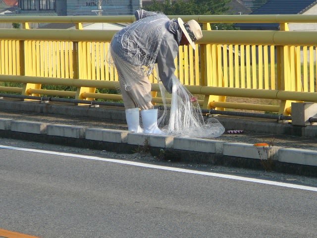 橋の上から投網の画像