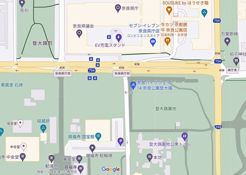 奈良県庁付近の地図