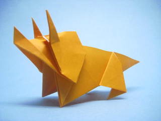 トリケラトプス 恐竜 の折り紙 創作折り紙の折り方