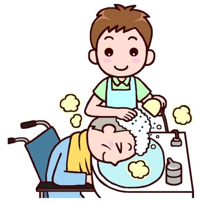 体を洗う2 入浴 介護 医療 みさきのイラスト素材 素材屋イラストブログ