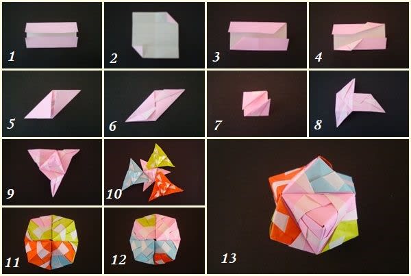 折り紙 12枚で作る24面体のくす玉 おりがみと日記