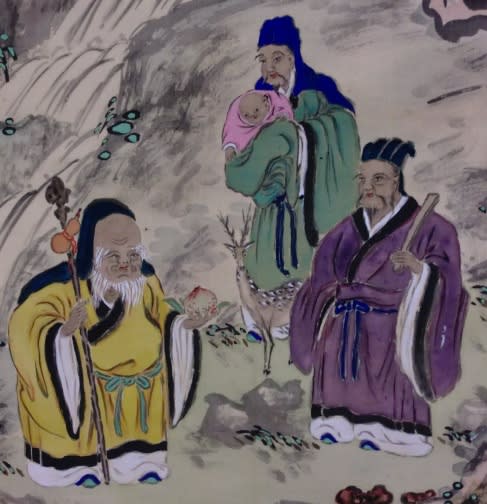福禄寿會図 伝中西耕石筆 - 夜噺骨董談義 福禄寿會図 伝中西耕石筆 - 夜噺骨董談義