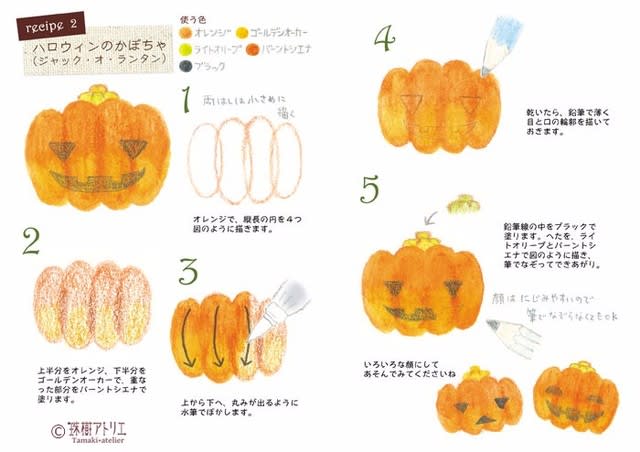 水彩色鉛筆のイラストあそび おまけレシピ かぼちゃ 珠樹アトリエ日誌