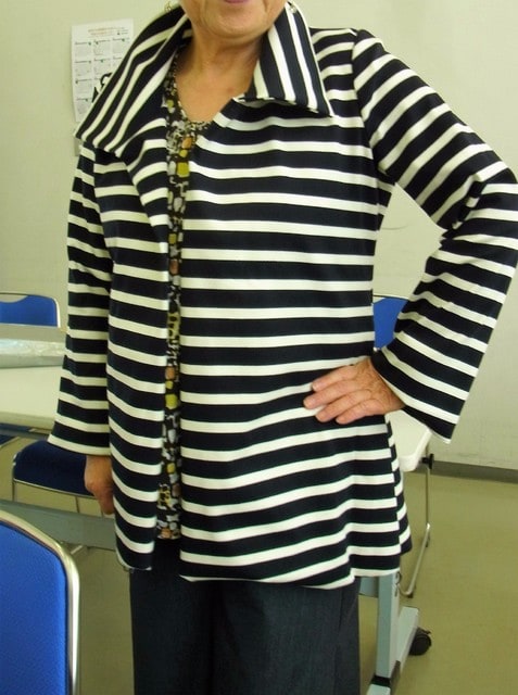 ボーダー柄の襟付ジャケット（カットソー生徒作品） - TANAKA式カットソー教室ブログ
