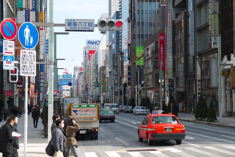 厳冬の中央通り 銀座８丁目交差点 銀座６丁目交差点 緑には 東京しかない