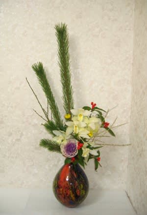 少し大きめのお正月花 投げ入れ みゆき生け花教室 Miyuki Flower Classes