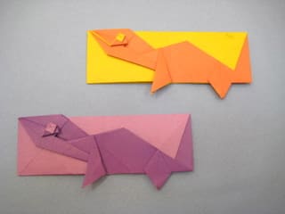 リオプレウロドン 恐竜 の箸袋おりがみ 創作折り紙の折り方