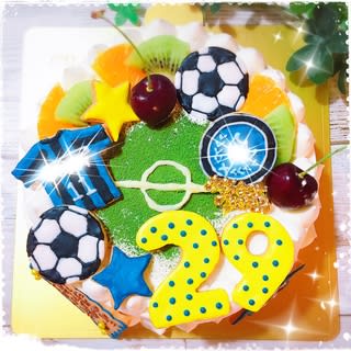 サッカーケーキ オーダーありがとうございます ムキフムキよりマエムキ