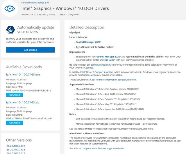 ス インテル ドライバー グラフィック windows 10 dch