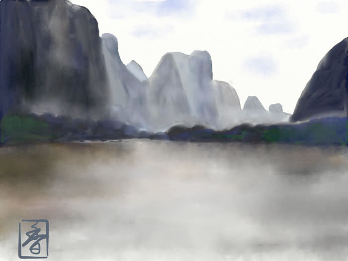 水墨画のような風景へ - 草花図