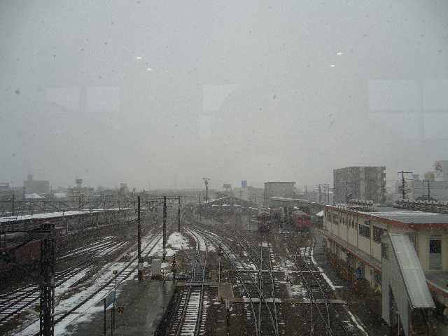 吹雪の高岡駅