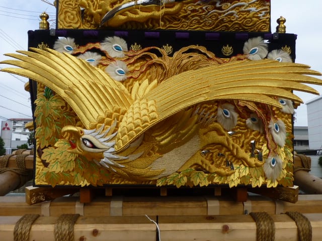 太鼓台飾り幕   鳳凰と白澤 太鼓台飾り幕 鳳凰と白澤