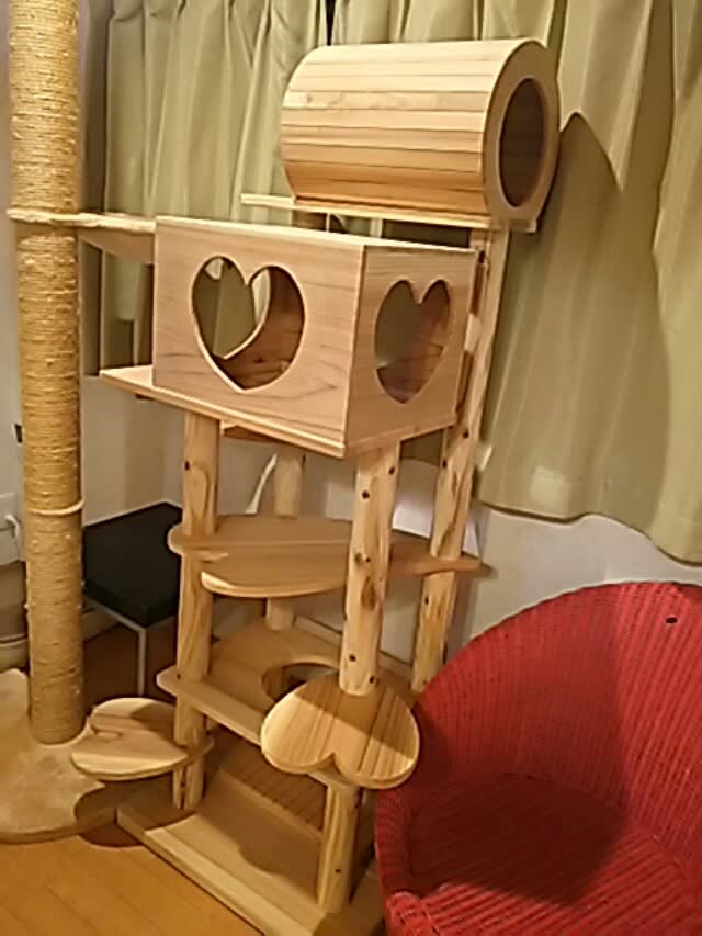 宮大工手作り 木 キャットタワー 猫のホテルcatel横浜ミナミ