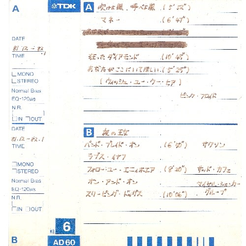 ニューウェイヴ カセットシリーズ １９８１年１２月 １９８２年１月 こころとからだがかたちんば