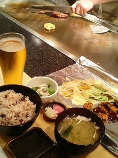 生ビール500五臓六腑セット1400御飯セット450＠五臓六腑（豊洲3_豊洲センタービルアネックス）