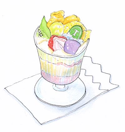 フルーツケーキ おさんぽスケッチ にじいろアトリエ 水彩 色鉛筆イラスト スケッチ