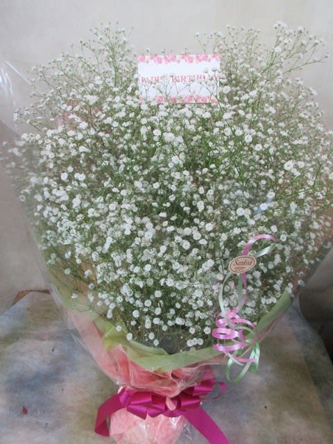 カスミ草だけの花束をお作り致しました お誕生日プレゼント用 神奈川県 茅ケ崎市の花屋 さんこう生花店 のgooブログ