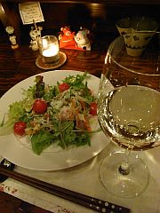 野菜サラダ＆白ワイン