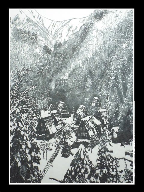 五箇山の初冬 切り絵 P号 モーリの切り絵を楽しむ
