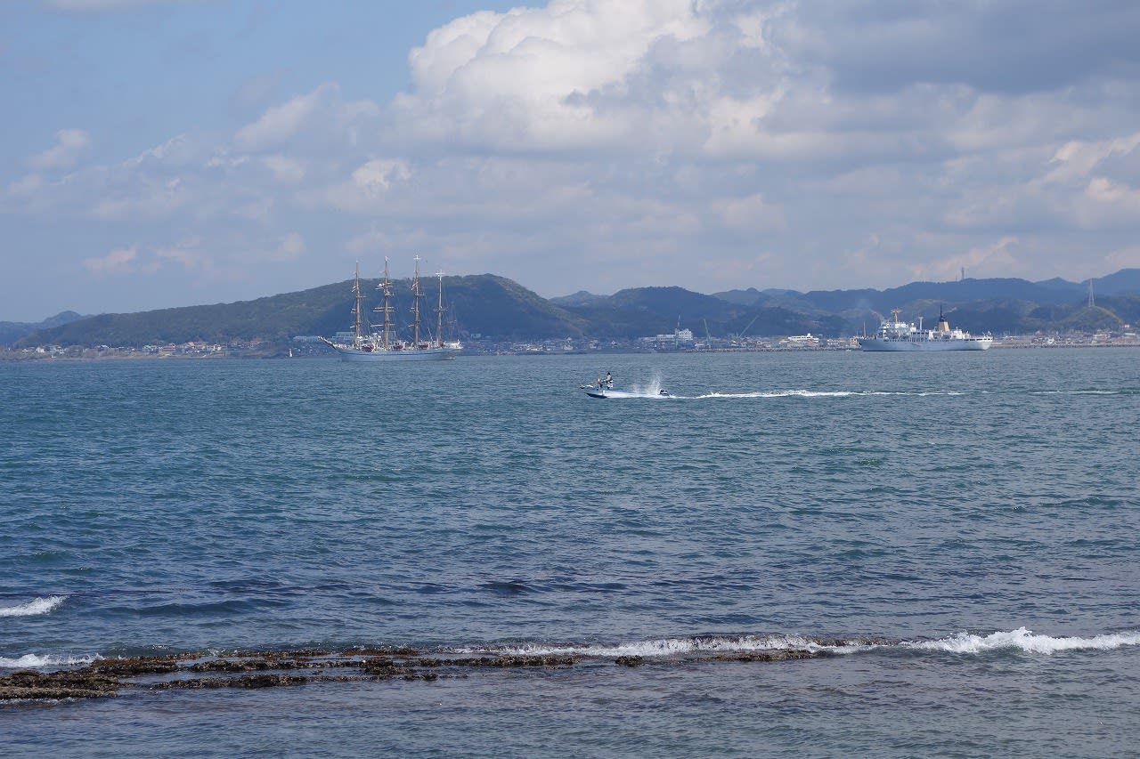 館山湾に停泊する帆船 日本丸 と館山湾の船舶 ウォーキング三昧 In 滋賀