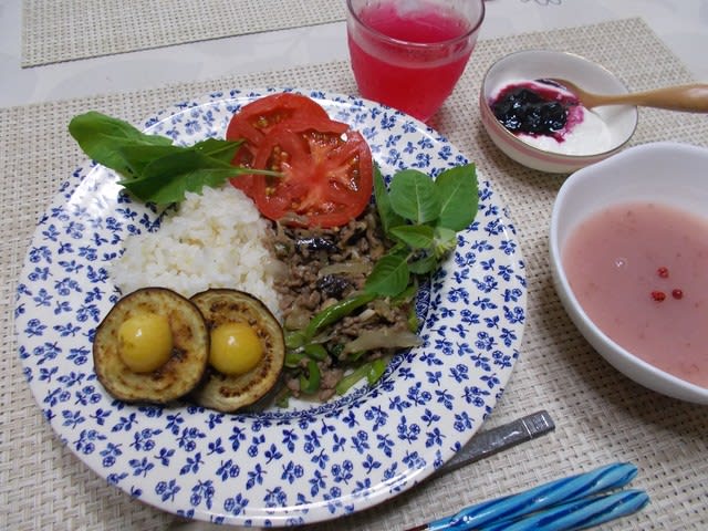 ホーリーバジル 夏野菜と日本の発酵食でガパオライスの昼食 薬効 和医輪癒