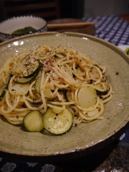 酒盗とズッキーニのパスタ Cahors日記2 酒盗とズッキーニのパスタ Cahors日記2